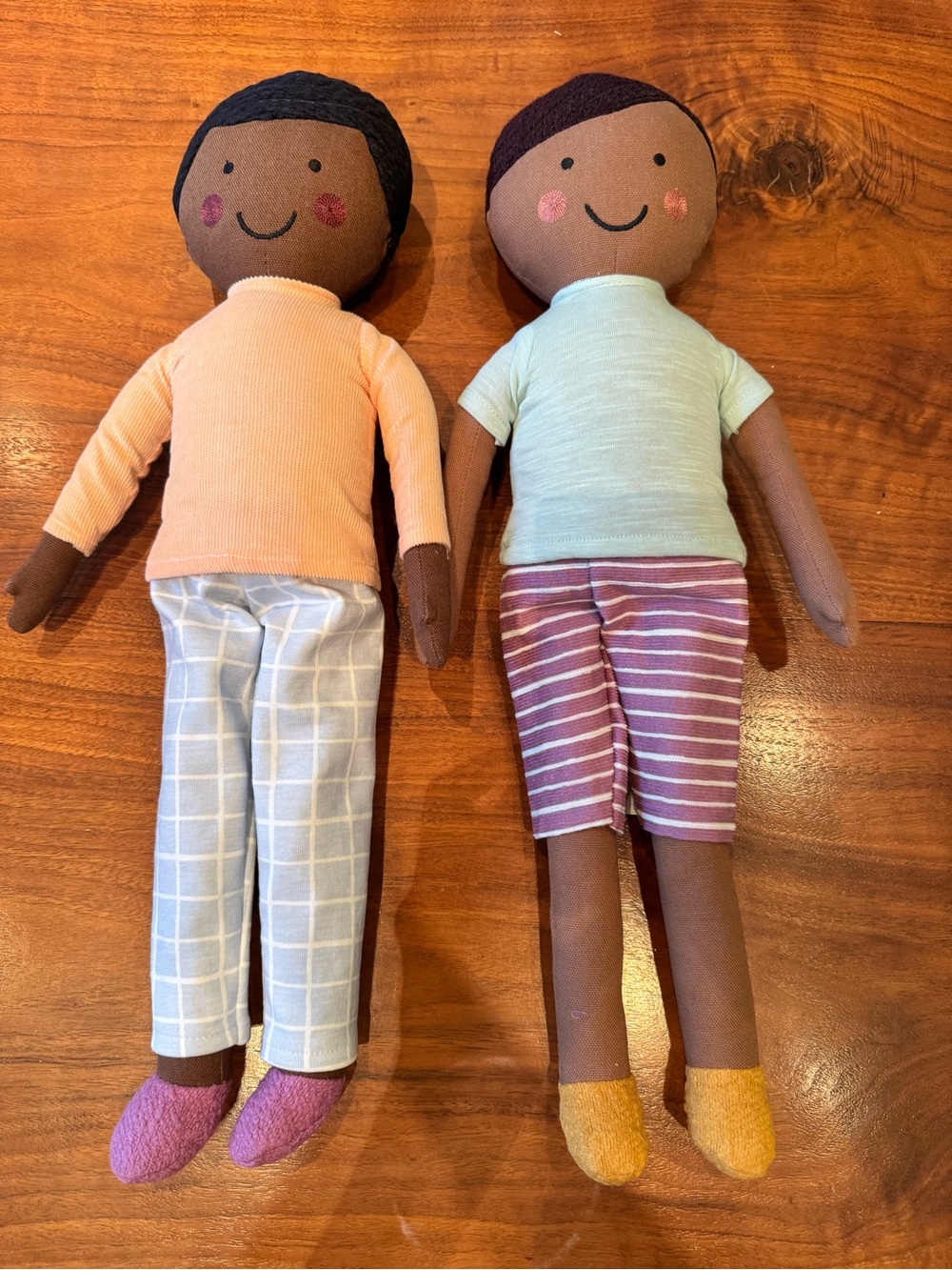 Pillowfort Plush Play Dolls in Peach & Mint Tops